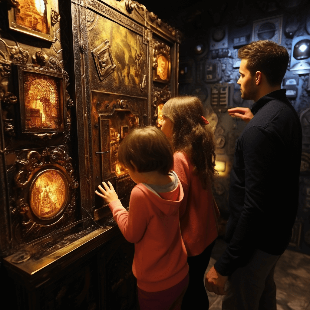 a family have fun in an escape room
